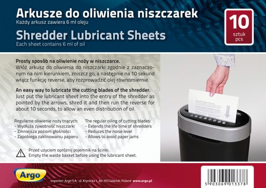 Shredder lubricant sheets