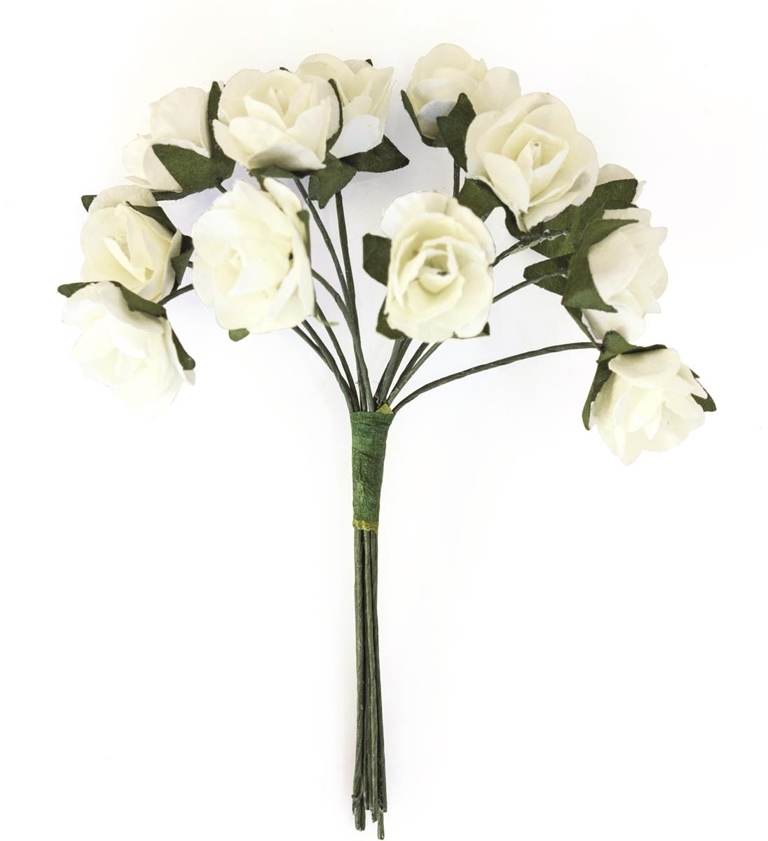 Paper flowers BUNCH-ROSES white