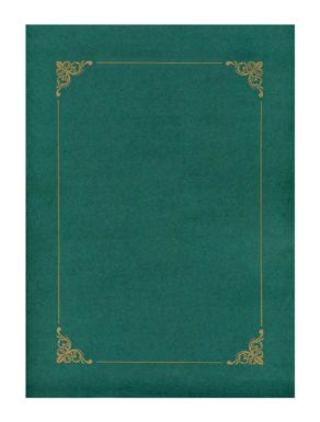 Folder with golden frame, green