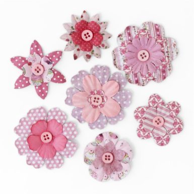 Paper flowers with a button