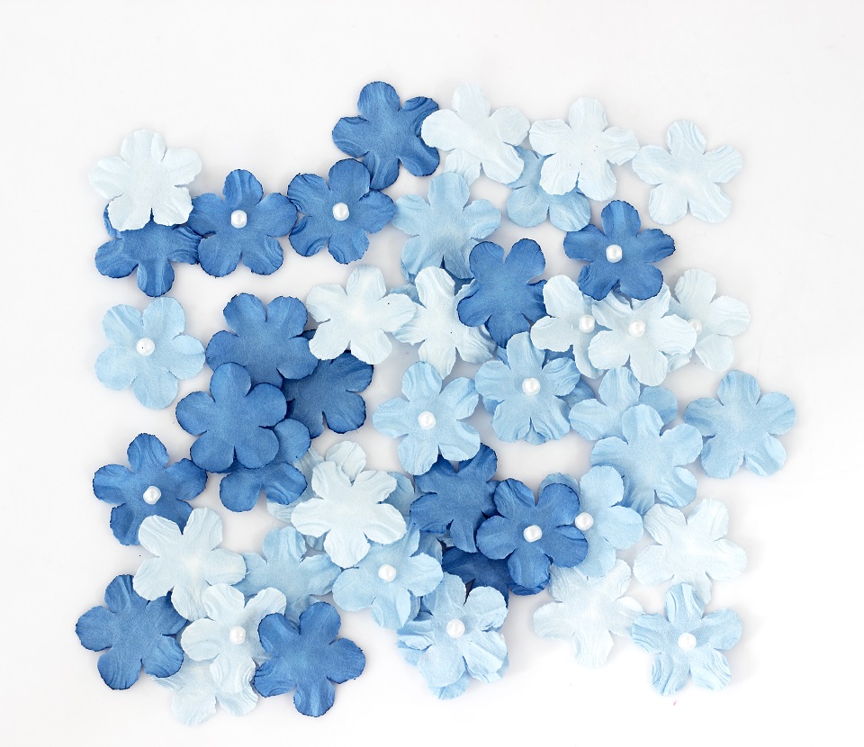PAPER FLOWERS MYOSOTIS WITH PEARL BLUE