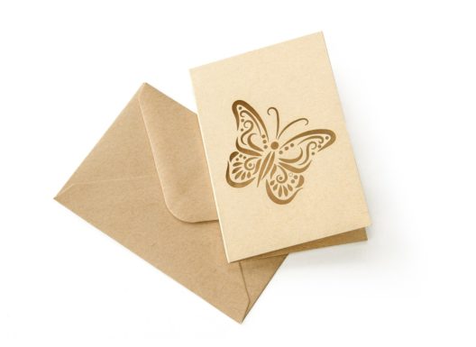 Комплект с бабочкой Натура темно-бежевый (вкладыш+конверт 70x100 мм)