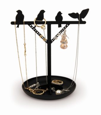 Stojak na biżuterię - Ptaki, czarny