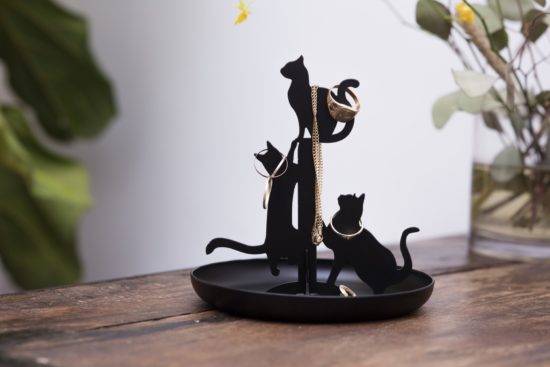 Stojak na biżuterię - Kot, czarny