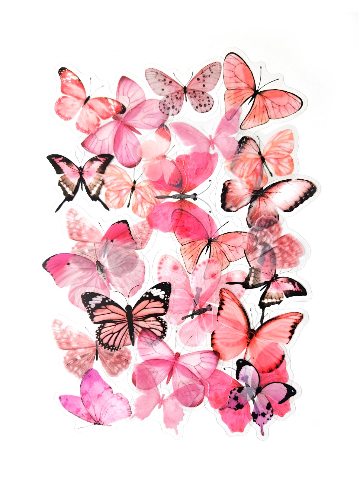 Набор наклеек прозрачных Розовые Бабочки