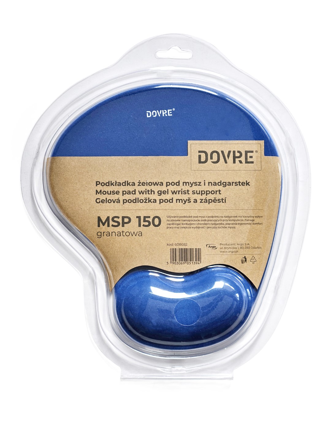 Mouse pad with gel wrist support MSP 150 DOVRE