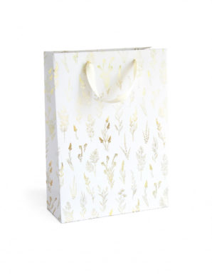 Пакет Подарочный белый Золотые Травы L 33x10x24