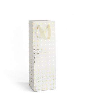 Paper Gift Bag White Gold Diamonds B 35x10x12