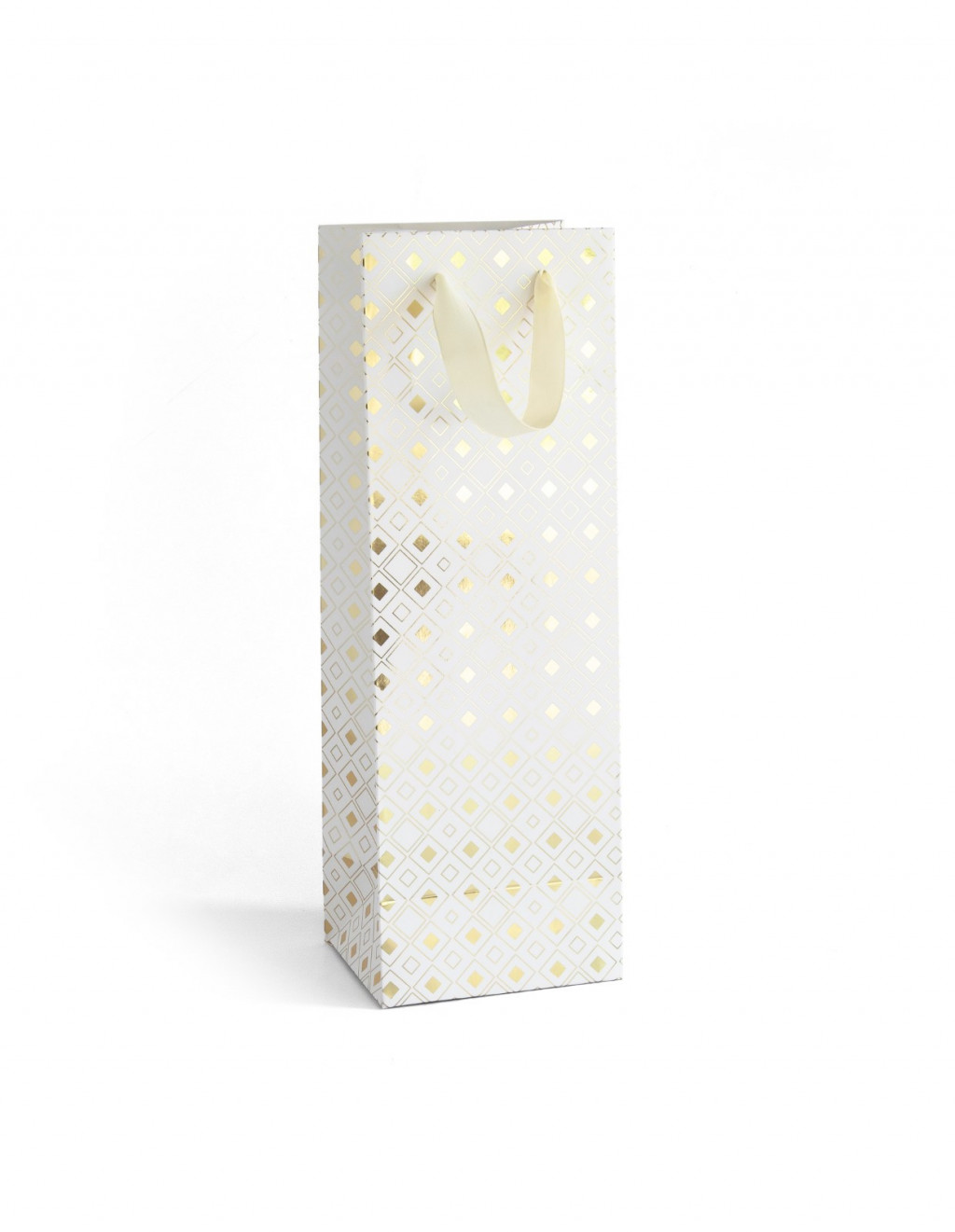 Paper Gift Bag White Gold Diamonds B 35x10x12