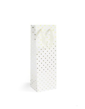 Paper Gift Bag White Gold Dots B 35x10x12