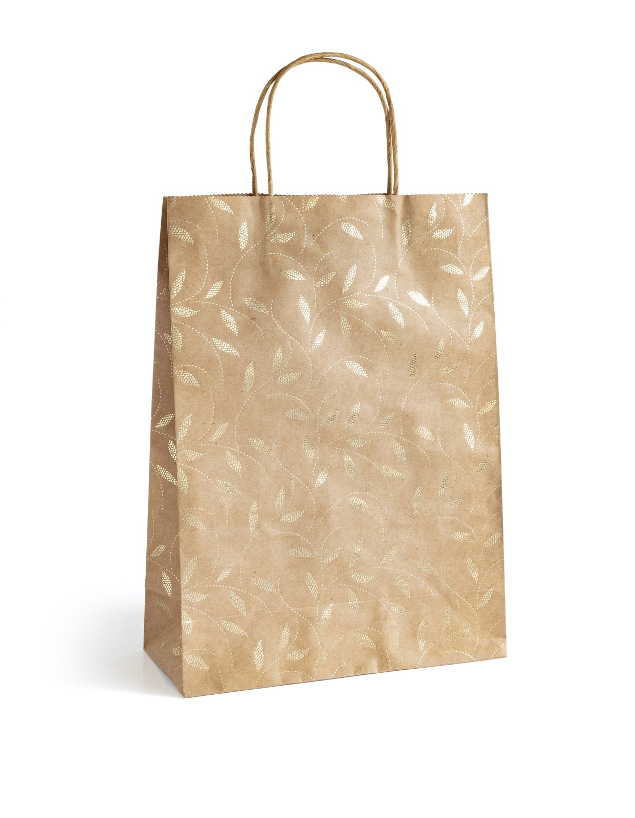 Paper Gift Bag Kraft Golden Leaves L 33x10x24